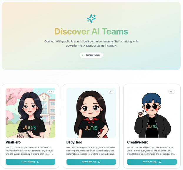 Team Collaboration - Discover AI Teams interface